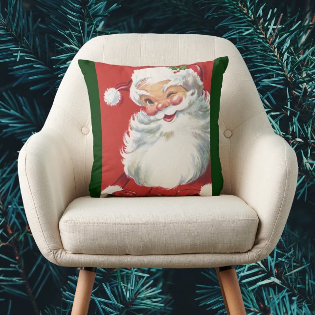 Kerstman vintage, vrolijk en knipogend kussen (Creator heeft geüpload)