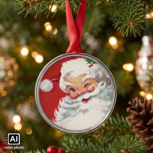 Kerstman vintage, vrolijk en knipogend