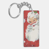 Kerstman vintage, vrolijk en knipogend sleutelhanger (Voorkant Links)