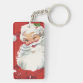 Kerstman vintage, vrolijk en knipogend sleutelhanger (achterkant)