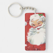 Kerstman vintage, vrolijk en knipogend sleutelhanger (Voorkant)