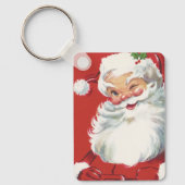 Kerstman vintage, vrolijk en knipogend sleutelhanger (Voorkant)