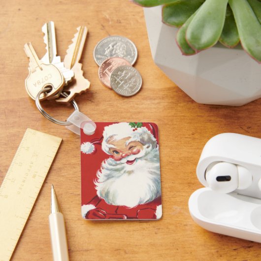 Kerstman vintage, vrolijk en knipogend sleutelhanger (Bureau)