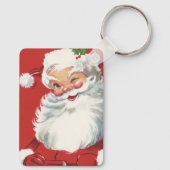 Kerstman vintage, vrolijk en knipogend sleutelhanger (Achterkant)