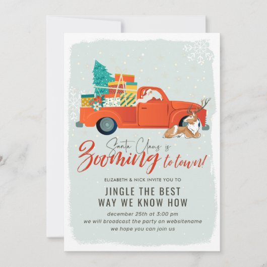 kerstman | Virtueel kerstfeest Kaart (Voorkant)