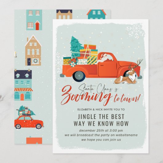 kerstman | Virtueel kerstfeest Kaart (Voorkant / Achterkant)