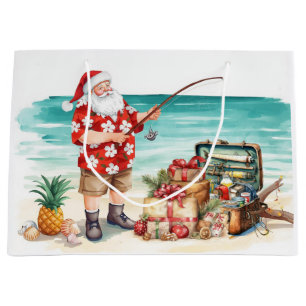 Kerstman vissen in Hawaï shirt Kerstcadeautas Groot Cadeauzakje