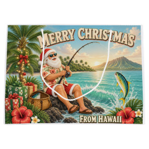 Kerstman vissen in Hawaï shirt Kerstcadeautas Groot Cadeauzakje