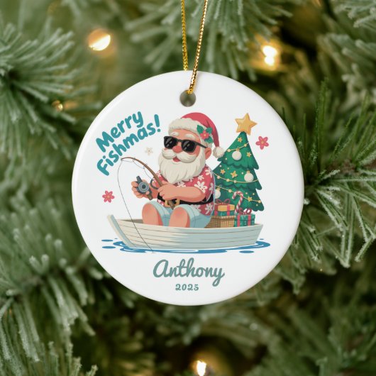 Kerstman vissen Kerstmis Keramisch Ornament (Boom)