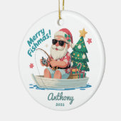 Kerstman vissen Kerstmis Keramisch Ornament (Links)