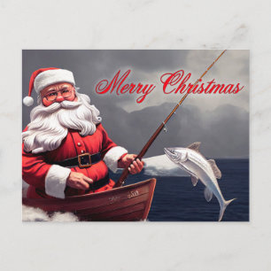 Kerstman vissen Kerstmis Vakantie Feestdagenkaart