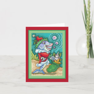 KERSTMAN VISSEN SPROOKJES, ZEESTERREN, SCHELPEN Bl Kaart