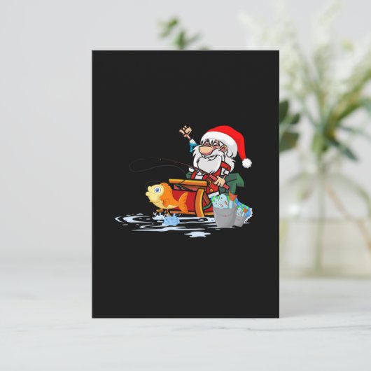 Kerstman vissen tijdens Kerstmis Kaart (Staand voorkant)