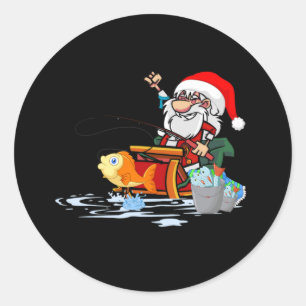 Kerstman vissen tijdens Kerstmis Ronde Sticker
