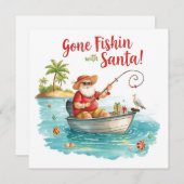 Kerstman vist Kerstvakantie  Feestdagenkaart (Voorkant / Achterkant)