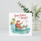 Kerstman vist Kerstvakantie  Feestdagenkaart (Staand voorkant)