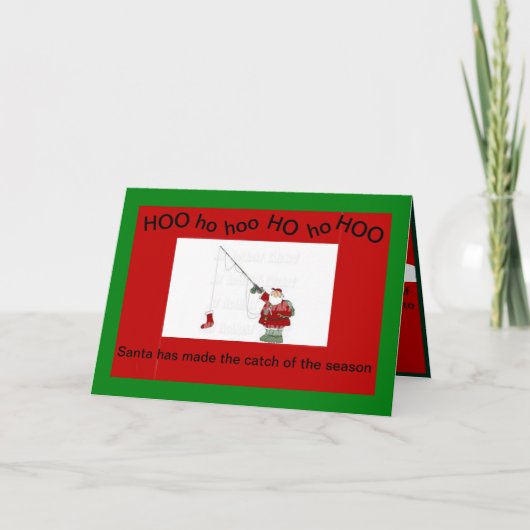 Kerstman vist op een kerstkaart kaart (Voorkant)