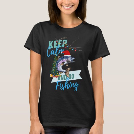 Kerstman vist voor Kerstmis T-shirt (Voorkant)
