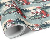 Kerstman Vist zalmforel Kerstmis Cadeaupapier (Rol Hoek)