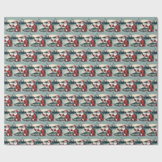 Kerstman Vist zalmforel Kerstmis Cadeaupapier (Vlak)