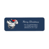 Kerstman Vliegende Kerstschaap Etiket (Voorkant)