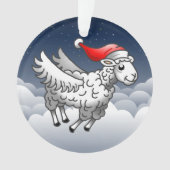 Kerstman Vliegende Kerstschaap Ornament (voorkant)