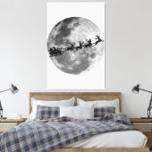 Kerstman vliegt langs de maan canvas afdruk (Insitu (Slaapkamer))