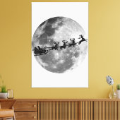 Kerstman vliegt langs de maan canvas afdruk (Insitu (Woonkamer))