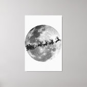 Kerstman vliegt langs de maan canvas afdruk (Voorkant)