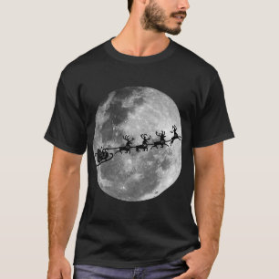 Kerstman vliegt langs de maan t-shirt