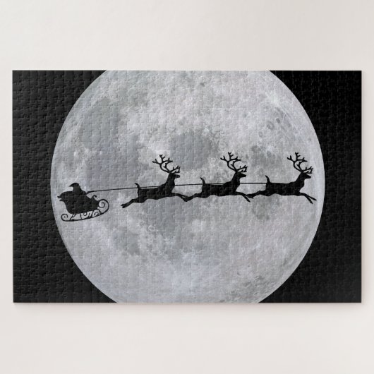 Kerstman vliegt naar de maan puzzel (Horizontaal)