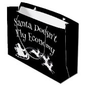 Kerstman vliegt niet Economie Grappig Kerstcadeau Groot Cadeauzakje (Achterkant Gekanteld)