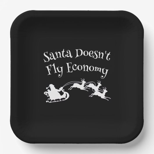 Kerstman vliegt niet Economie Grappig Kerstcadeau Papieren Bordje (Voorkant)