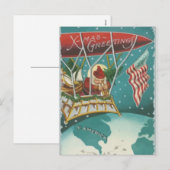 Kerstman vliegt over Amerikaans Briefkaart (Voorkant / Achterkant)