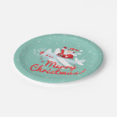  Kerstman, vliegtuig Merry Kerstmis Papieren Bordje (Gekanteld)