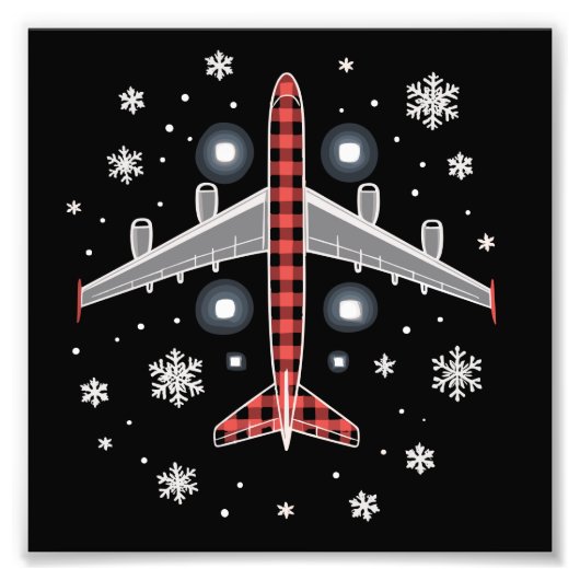Kerstman Vliegtuig Piloot Geruit Foto Afdruk (Voorkant)