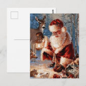 Kerstman voeden dieren briefkaart (Voorkant / Achterkant)