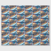 Kerstman voeden zijn Koeien kerst Cadeaupapier (Vlak)