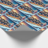 Kerstman voeden zijn Koeien kerst Cadeaupapier (Hoek)