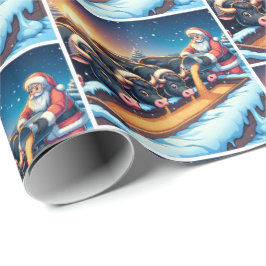 Kerstman voeden zijn Koeien kerst Cadeaupapier