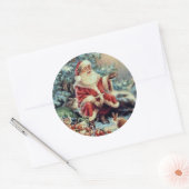 kerstman Voedervogels en konijnen Ronde Sticker (Envelop)