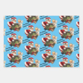 Kerstman Voeg kindernaam toe 3 Schattige Inpakpapier Vel (Voorkant 3)