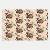 Kerstman Voeg kindernaam toe 3 Schattige Inpakpapier Vel (Voorkant 2)