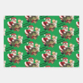 Kerstman Voeg kindernaam toe 3 Schattige Inpakpapier Vel (Voorkant)