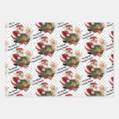 Kerstman Voeg kindernaam toe 3 Schattige Inpakpapier Vel (Voorkant 2)