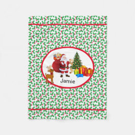 Kerstman Voeg naam toe Personaliseer Autostoel Sla Fleece Deken