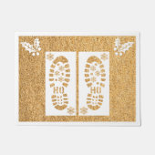 Kerstman voetafdruk Kerstmis Sneeuwvlok Wit Deurmat (Voorkant)