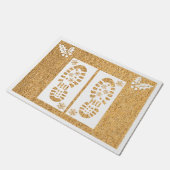 Kerstman voetafdruk Kerstmis Sneeuwvlok Wit Deurmat (Schuin)