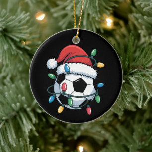 Kerstman Voetbal Bal Sporten Kerstmis Voetbalspele Keramisch Ornament