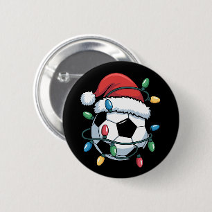 Kerstman Voetbal Bal Sporten Kerstmis Voetbalspele Ronde Button 5,7 Cm
